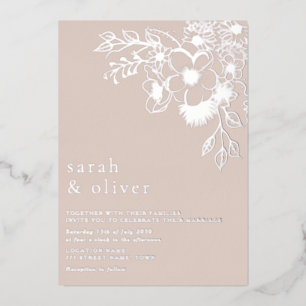 Blush Pink Floral Foil Wedding Invitation