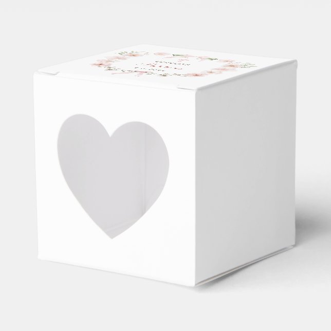 Blush Pink Floral Frame Baptism Heart Favour Box (Front Side)