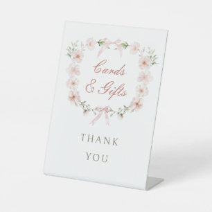 Blush Pink Floral Frame Cards & Gifts Pedestal Sign