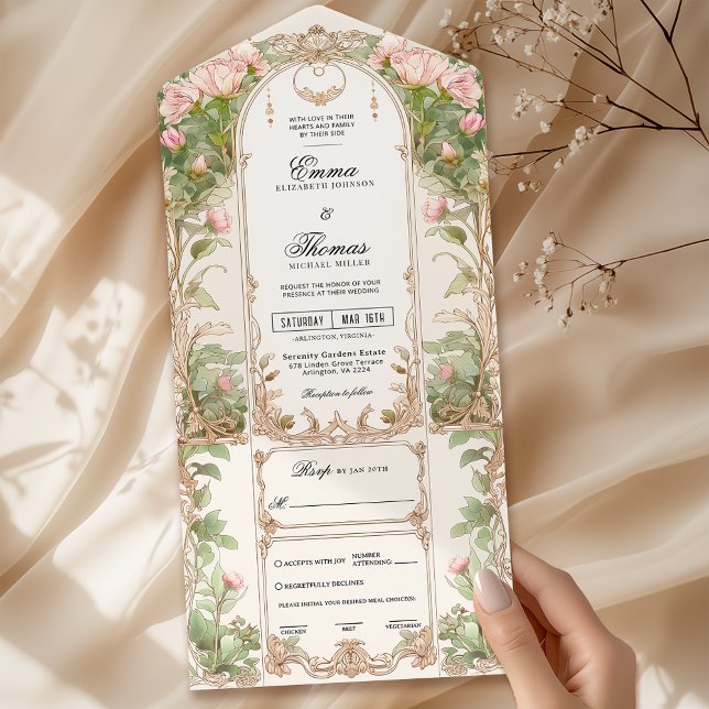 Blush Pink Floral Frame Wedding Invitation  (Creator Uploaded)