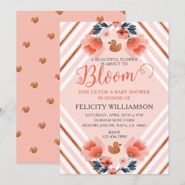 Blush Pink Floral Garden Baby Shower Invitation (Front/Back)