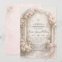 Blush Pink Floral Garden Bow Baptism Christening