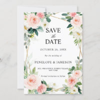 Blush Pink Floral Geometric Botanical Wedding