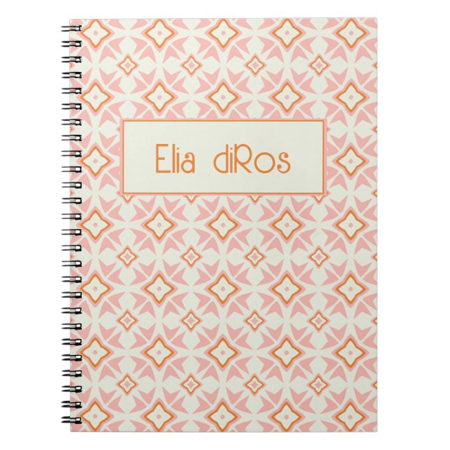 Blush Pink Floral Geometric Spiral Notebook (Front)