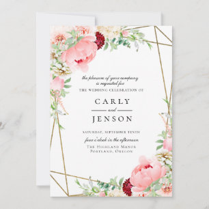Blush Pink Floral Geometric Wedding Invitation
