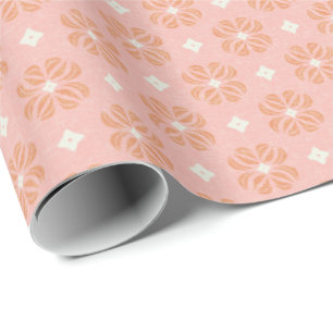 Blush Pink Floral Geometric Wrapping Paper