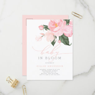 Blush Pink Floral Girl Baby in Bloom Shower Invitation Postcard