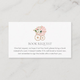 Blush Pink Floral Girl Baby Shower Book Request Enclosure Card