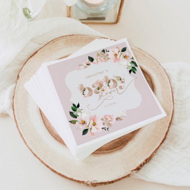 Blush pink floral girl baby shower napkins (Creator Uploaded)