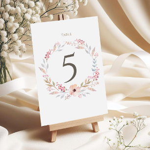 Blush Pink Floral Girl Baptism Table Numbers