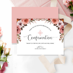 Blush Pink Floral Girl's Confirmation Thank You Card