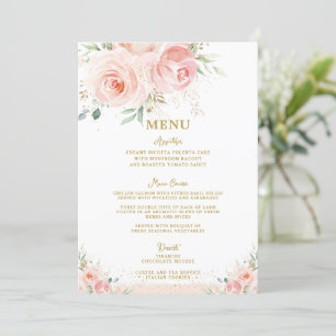Blush Pink Floral Gold Bridal Baby Shower Menu