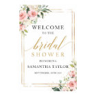 Blush pink floral gold bridal shower welcome sign