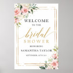 Blush pink floral gold bridal shower welcome sign<br><div class="desc">Blush pink floral gold bridal shower welcome sign poster,  Contact me for matching items or for customisation,  Blush Roses ©</div>