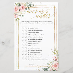 Blush pink floral gold frame over or under game