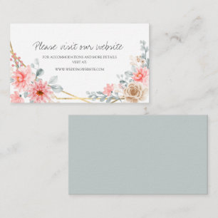 Blush Pink Floral Gold Geometric Botanical Wedding Enclosure Card