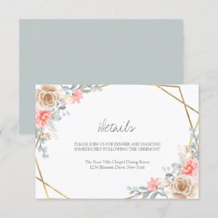 Blush Pink Floral Gold Geometric Botanical Wedding Enclosure Card