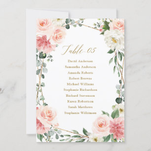 Blush Pink Floral Gold Geometric Seating Chart Inv Invitation