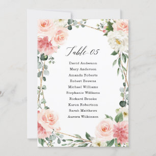 Blush Pink Floral Gold Geometric Seating Chart Invitation
