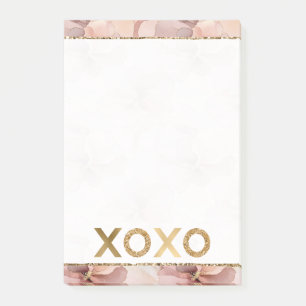 Blush Pink Floral Gold Glitter XOXO Post-it Notes