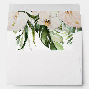 Blush Pink Floral Gold Tropical Greenery Wedding E Envelope