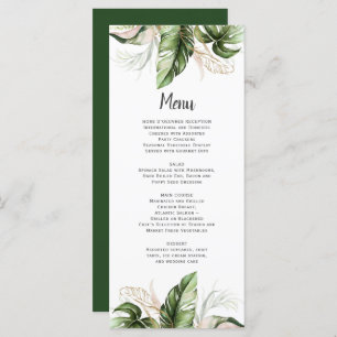 Blush Pink Floral Gold Tropical Greenery Wedding Menu