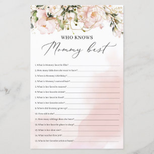 Blush pink floral gold who knows mummy best game