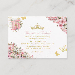  Blush Pink Floral Golden Butterflies Enclosure Card