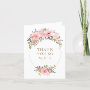 Blush Pink Floral Greenery Baby Shower Thank You Card