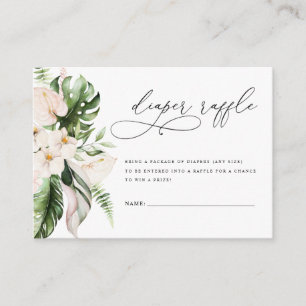 Blush Pink Floral Greenery Girl Diaper Raffle  Enclosure Card