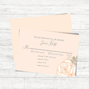 Blush Pink Floral Greenery Meal Selection RSVP Card