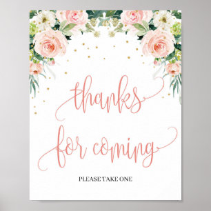Blush pink floral greenery thanks for coming sign