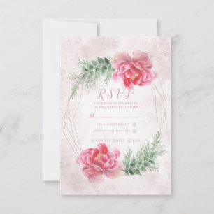 Blush Pink Floral Greenery Watercolor Wedding RSVP Card