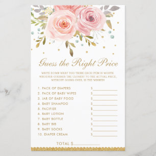 Blush Pink Floral Guess Right Price Shower Game