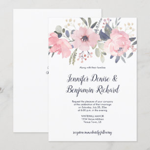 Blush Pink Floral Header Wedding Invitation