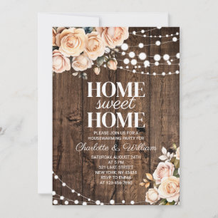 Blush Pink Floral Home Sweet Home Invitation