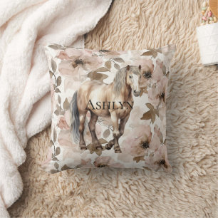 Blush Pink Floral Horse Cushion