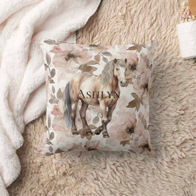 Blush Pink Floral Horse Cushion (Blanket)