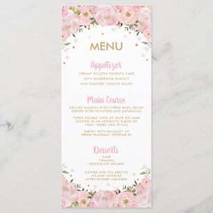 Blush Pink Floral Hot Air Balloon Baby Shower Menu