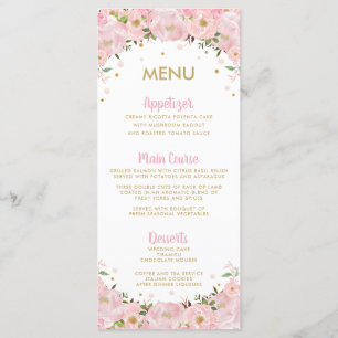 Blush Pink Floral Hot Air Balloon Wedding Menu