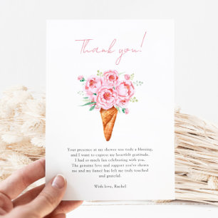 Blush Pink Floral Ice Cream Bridal Shower Thank You Card