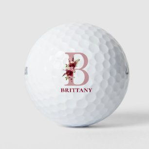 Blush Pink Floral Initial B Monogram Golf Balls