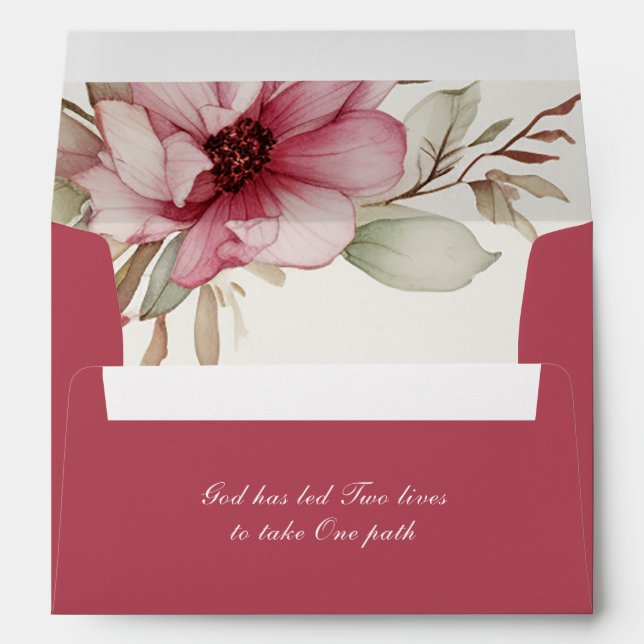 Blush Pink Floral Inspirational Christian Wedding Envelope (Back (Bottom))