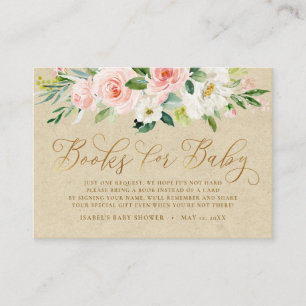 Blush Pink Floral Kraft Book Request Baby Shower Enclosure Card