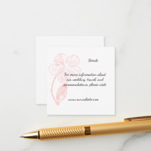 Blush Pink Floral Line Art Wedding Details Enclosure Card