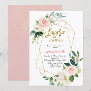 Blush Pink Floral Lingerie Shower Baby Shower Invitation