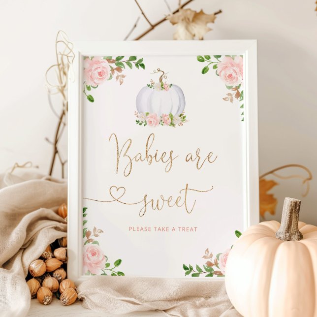 Blush pink floral little pumpkin Babies are sweet Poster (Creator Uploaded)