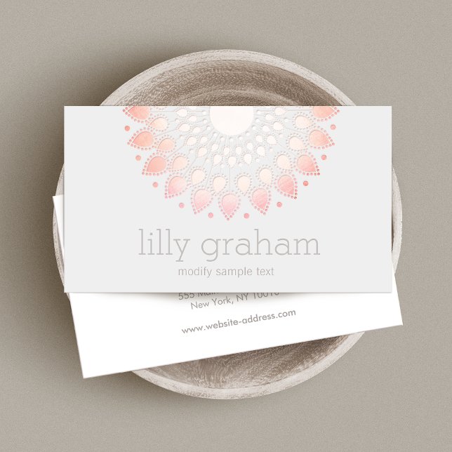 Blush Pink  Floral Lotus Mandala Business Card (Creator Uploaded)