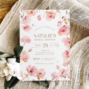 Blush Pink Floral Love is in Bloom Bridal Shower Invitation