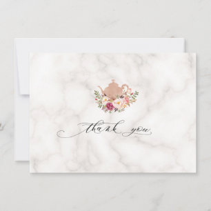 Blush Pink Floral Marbl Bridal Tea Party Thank You